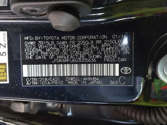 2016 Toyota Prius Four with VIN JTDKARFU6G3005636, listed as a IAAI auction lot 41914432 with 41,366 mi miles. Bid and sale history available at carsss.com. Image 9.