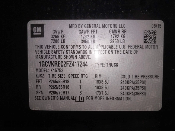 2015 Chevrolet Silverado 1500 LT with VIN 1GCVKREC2FZ417244, listed as a IAAI auction lot 41267554 with 87,735 mi miles and . Bid and sale history available at DreamBid. Image 9.