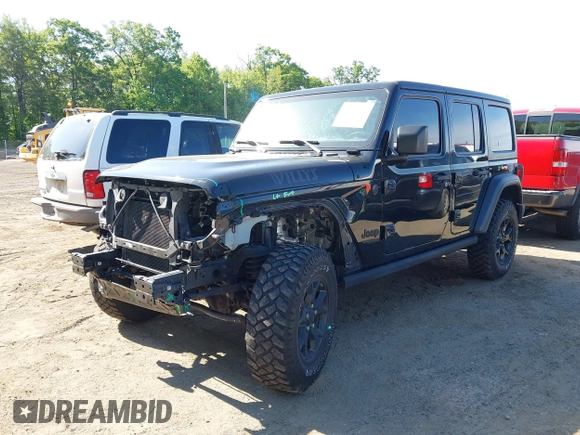 2021 Jeep Wrangler Unlimited Sport S with VIN 1C4HJXDNXMW646194, listed as a IAAI auction lot 42243169 with 44,237 mi miles and . Bid and sale history available at DreamBid. Image 2.