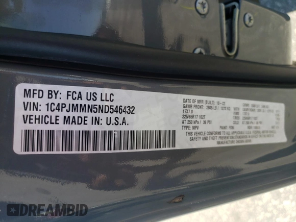 2022 Jeep Cherokee Latitude Lux with VIN 1C4PJMMN5ND546432, listed as a Copart auction lot 74704424 with 17,241 mi miles and Salvage title. Bid and sale history available at DreamBid. Image 13.