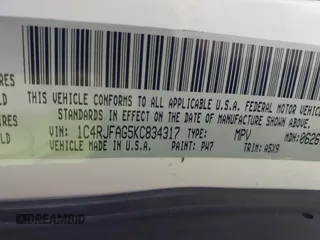 2019 Jeep Grand Cherokee Upland with VIN 1C4RJFAG5KC834317, listed as a IAAI auction lot 42079616 with 42,452 mi miles and . Bid and sale history available at DreamBid. Image 9.