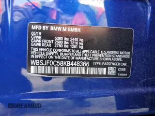 2019 BMW M5 z VIN WBSJF0C58KB448366, wystawiony jako Copart lot #50417885 z przebiegiem 59 061 mil mil oraz Szkoda całkowita • Salvage title. Historia ofert i sprzedaży dostępna na DreamBid. Obrazek 12.
