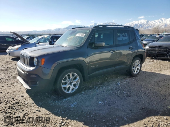 2018 Jeep Renegade Latitude with VIN ZACCJABB5JPH83987, listed as a Copart auction lot 44417805 with 93,472 mi miles and Salvage Title. Bid and sale history available at carsss.com. Image 1.