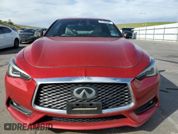 2017 Infiniti Q60 Red Sport 400 with VIN JN1FV7EL3HM701520, listed as a Copart auction lot 57169565 with 103,761 mi miles and Salvage title. Bid and sale history available at DreamBid. Image 5.