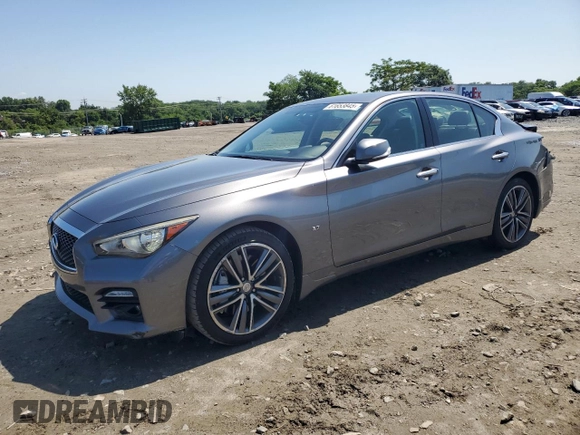 2015 Infiniti Q50 Premium with VIN JN1BV7AR6FM415389, listed as a Copart auction lot 61653845 with 124,141 mi miles and Salvage title. Bid and sale history available at DreamBid. Image 1.
