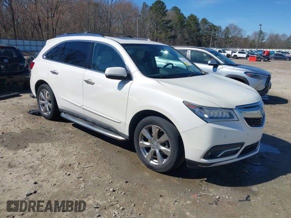 2014 Acura MDX Advance with VIN 5FRYD4H84EB001636, listed as a IAAI auction lot 41644117 with 124,460 mi miles and . Bid and sale history available at carsss.com. Image 1.