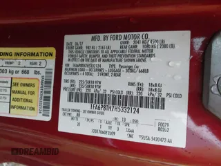 2017 Ford Mustang EcoBoost with VIN 1FA6P8TH7H5332124, listed as a IAAI auction lot 40471105 with 1 mi miles. Bid and sale history available at carsss.com. Image 9.