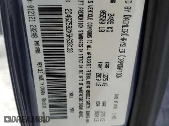 2005 Dodge Magnum R/T with VIN 2D4GZ582X5H638138, listed as a Copart auction lot 55430305 with 87,451 mi miles and Non Repairable. Bid and sale history available at DreamBid. Image 14.