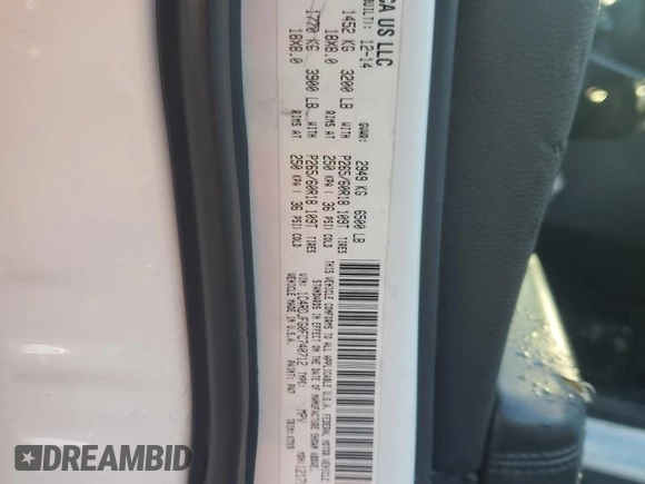 2015 Dodge Durango Special Service with VIN 1C4RDJFG0FC740712, listed as a Copart auction lot 86651714 with 155,348 mi miles and Salvage title. Bid and sale history available at DreamBid. Image 13.