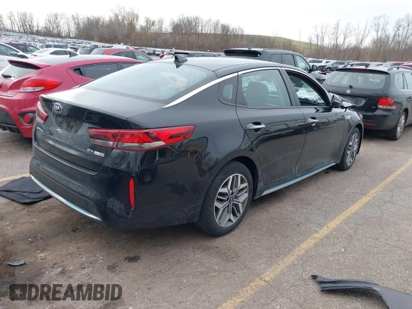 2020 Kia Optima Hybrid EX with VIN KNAGU4LE3L5037226, listed as a IAAI auction lot 40846019 with 56,378 mi miles. Bid and sale history available at carsss.com. Image 4.