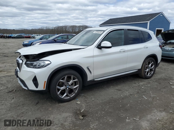 2023 BMW X3 xDrive30i with VIN 5UX53DP03P9S05083, listed as a Copart auction lot 53288355 with Not Provided miles and Salvage Title. Bid and sale history available at DreamBid. Image 1.