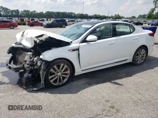 2014 Kia Optima SXL Turbo with VIN 5XXGR4A60EG291054, listed as a Copart auction lot 56841805 with 124,265 mi miles and Salvage title. Bid and sale history available at DreamBid. Image 1.