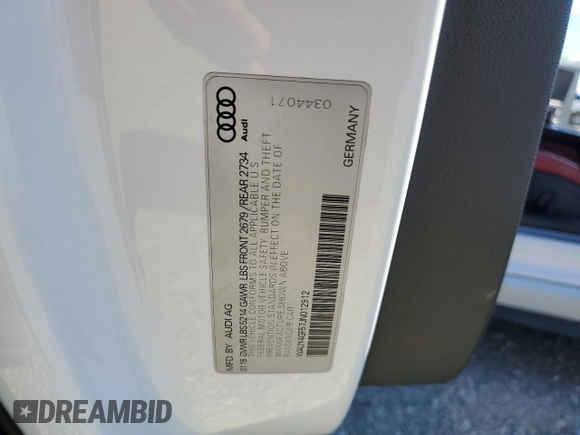 2018 Audi S5 Premium Plus z VIN WAUY4GF57JN012912, wystawiony jako Copart lot #66726403 z przebiegiem 44 438 mil mil oraz . Historia ofert i sprzedaży dostępna na DreamBid. Obrazek 14.