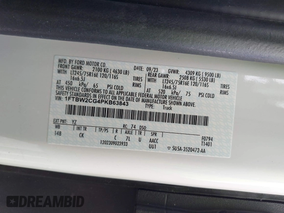 2023 Ford Transit с VIN 1FTBW2CG4PKB63843, выставлен на аукционе IAAI как лот 42315995 с пробегом 531 миль миль и . История ставок и продаж доступна на DreamBid. Изображение 9.
