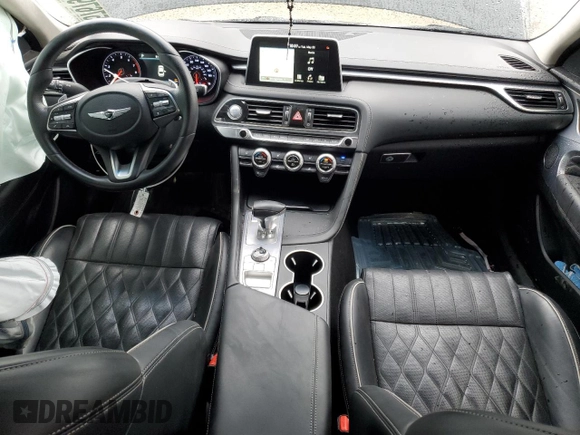 2021 Genesis G70 2.0T with VIN KMTG44LA3MU075175, listed as a Copart auction lot 57679175 with 89,864 mi miles and Salvage title. Bid and sale history available at DreamBid. Image 8.