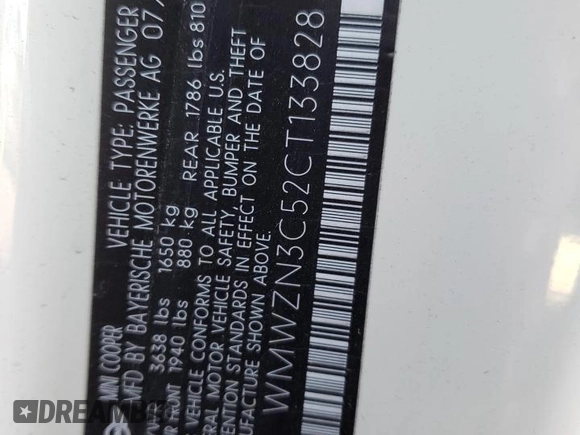 2012 MINI Convertible с VIN WMWZN3C52CT133828, выставлен на аукционе Copart как лот 89387935 с пробегом 106 567 миль миль и Списание • Salvage title. История ставок и продаж доступна на DreamBid. Изображение 12.