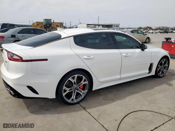 2018 Kia Stinger GT2 with VIN KNAE55LC2J6017954, listed as a Copart auction lot 48860645 with 130,001 mi miles and Salvage Title. Bid and sale history available at carsss.com. Image 3.