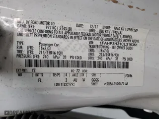 2012 Ford Focus SEL with VIN 1FAHP3H21CL316361, listed as a Copart auction lot 50066615 with 187,204 mi miles and Salvage Title. Bid and sale history available at carsss.com. Image 15.