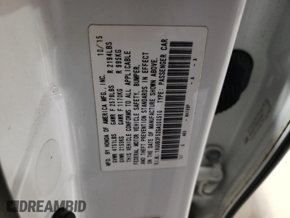 2016 Acura TLX Technology with VIN 19UUB3F52GA000510, listed as a Copart auction lot 53362095 with 72,704 mi miles and Salvage title. Bid and sale history available at DreamBid. Image 14.