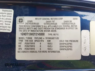 2000 Chevrolet Blazer LT z VIN 1GNDT13W2Y2145868, wystawiony jako IAAI lot #42445473 z przebiegiem 134 019 mil mil oraz . Historia ofert i sprzedaży dostępna na DreamBid. Obrazek 9.