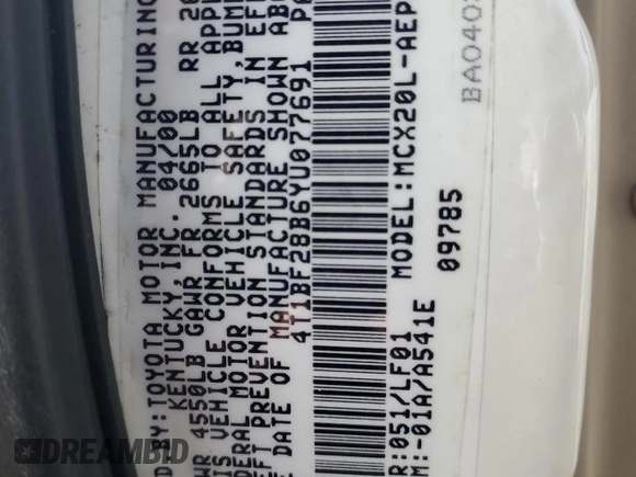 2000 Toyota Avalon XL с VIN 4T1BF28B6YU077691, выставлен на аукционе Copart как лот 61427355 с пробегом 89 670 миль миль и Списание • Salvage title. История ставок и продаж доступна на DreamBid. Изображение 12.