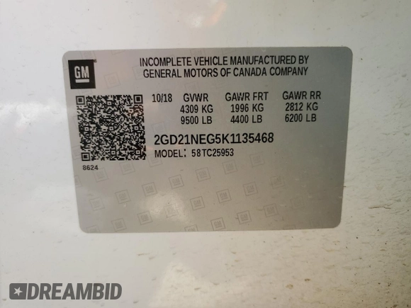2019 GMC Sierra 1500 with VIN 2GD21NEG5K1135468, listed as a Copart auction lot 84956184 with 129,641 mi miles and Clean Title. Bid and sale history available at DreamBid. Image 13.