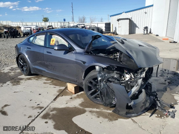 2023 Tesla Model S with VIN 5YJSA1E59PF522444, listed as a Copart auction lot 49835095 with 0 mi miles and Salvage Title. Bid and sale history available at carsss.com. Image 4.