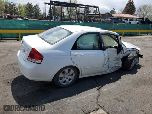2009 Kia Spectra LX with VIN KNAFE221995630318, listed as a Copart auction lot 55817285 with Not provided miles and Non repairable. Bid and sale history available at DreamBid. Image 3.