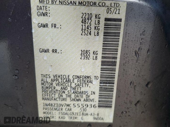 2021 Nissan LEAF SL Plus с VIN 1N4BZ1DV7MC555936, выставлен на аукционе Copart как лот 57042365 с пробегом 50 727 миль миль и Чистый • Clean title. История ставок и продаж доступна на DreamBid. Изображение 13.