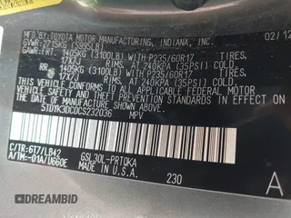 2012 Toyota Sienna XLE AAS с VIN 5TDYK3DC0CS232036, выставлен на аукционе IAAI как лот 42714811 с пробегом 201 769 миль миль и . История ставок и продаж доступна на DreamBid. Изображение 9.