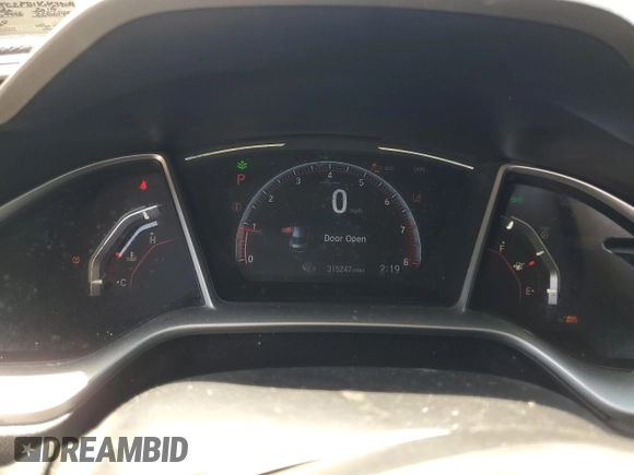 2019 Honda Civic Sport with VIN 2HGFC2F81KH539088, listed as a Copart auction lot 54385095 with 315,247 mi miles and Clean title. Bid and sale history available at DreamBid. Image 9.