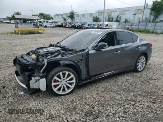 2017 Infiniti Q50 Red Sport 400 with VIN JN1FV7ARXHM870766, listed as a Copart auction lot 59943005 with 90,672 mi miles and Non repairable. Bid and sale history available at DreamBid. Image 1.