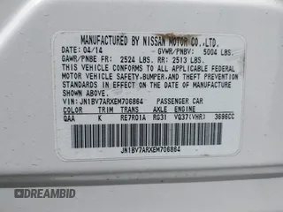 2014 Infiniti Q50 Premium with VIN JN1BV7ARXEM706864, listed as a IAAI auction lot 41787396 with 143,726 mi miles. Bid and sale history available at carsss.com. Image 9.