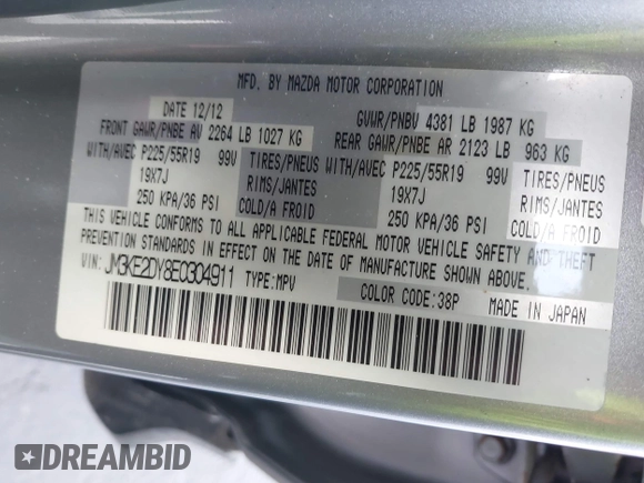 2014 Mazda CX-5 Grand Touring with VIN JM3KE2DY8E0304911, listed as a IAAI auction lot 41672197 with 77,523 mi miles. Bid and sale history available at carsss.com. Image 9.