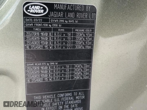 2023 Land Rover Defender S with VIN SALEJ6EX1P2114172, listed as a Copart auction lot 75063664 with Not provided miles and Salvage title. Bid and sale history available at DreamBid. Image 14.