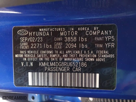 2024 Hyundai Elantra Essential with VIN KMHLM4DG8RU652186, listed as a IAAI auction lot 41456557 with 22,040 mi miles. Bid and sale history available at carsss.com. Image 9.