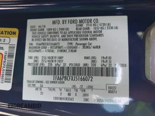 2018 Ford Mustang GT with VIN 1FA6P8CFXJ5166072, listed as a IAAI auction lot 42035790 with 46,806 mi miles and . Bid and sale history available at DreamBid. Image 9.