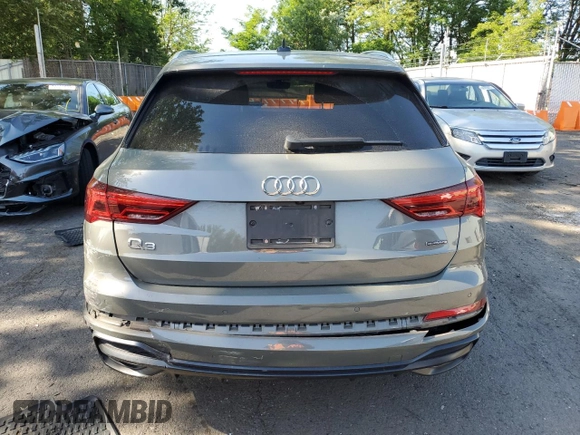 2020 Audi Q3 S line Premium with VIN WA1DECF35L1032280, listed as a Copart auction lot 58786915 with 48,006 mi miles and Salvage title. Bid and sale history available at DreamBid. Image 6.