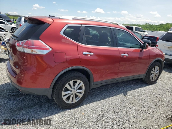 2015 Nissan Rogue SV with VIN KNMAT2MT9FP557680, listed as a Copart auction lot 53566195 with 72,907 mi miles and Salvage Title. Bid and sale history available at DreamBid. Image 3.