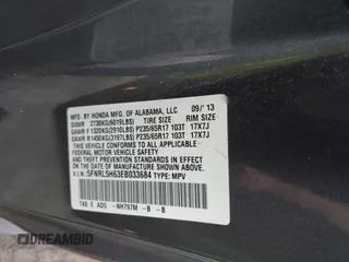 2014 Honda Odyssey EX-L with VIN 5FNRL5H63EB033684, listed as a IAAI auction lot 42025249 with 128,017 mi miles and . Bid and sale history available at carsss.com. Image 9.