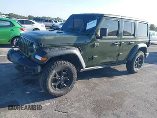 2021 Jeep Wrangler Unlimited 80th Anniversary with VIN 1C4HJXDN6MW685090, listed as a IAAI auction lot 41816088 with 31,546 mi miles and . Bid and sale history available at DreamBid. Image 2.
