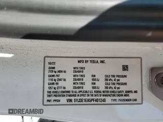 2023 Tesla Model 3 z VIN 5YJ3E1EA5PF401240, wystawiony jako Copart lot #56548895 z przebiegiem 25 188 mil mil oraz Szkoda całkowita • Salvage title. Historia ofert i sprzedaży dostępna na DreamBid. Obrazek 12.