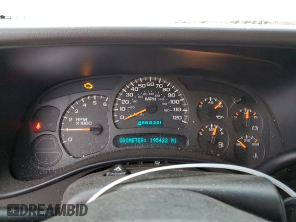 2003 Chevrolet Silverado 1500 LS with VIN 1GCEC19T23E314224, listed as a Copart auction lot 44704185 with 195,422 mi miles and Salvage Title. Bid and sale history available at DreamBid. Image 9.
