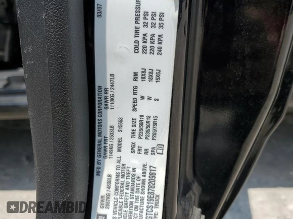 2007 GMC Canyon SLE1 z VIN 1GTCS19E878209817, wystawiony jako Copart lot #59273405 z przebiegiem 73 229 mil mil oraz Szkoda całkowita • Salvage title. Historia ofert i sprzedaży dostępna na DreamBid. Obrazek 13.
