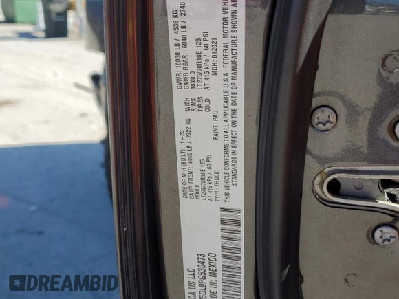 2023 Ram 2500 Big Horn with VIN 3C6UR5DL9PG530473, listed as a Copart auction lot 48253615 with 29,549 mi miles and Salvage title. Bid and sale history available at DreamBid. Image 14.