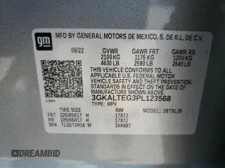 2023 GMC Terrain SLE z VIN 3GKALTEG3PL123568, wystawiony jako Copart lot #57626465 z przebiegiem 23 302 mil mil oraz Szkoda całkowita • Salvage title. Historia ofert i sprzedaży dostępna na DreamBid. Obrazek 13.