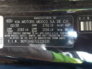 2020 Kia Forte LXS z VIN 3KPF24AD7LE226335, wystawiony jako IAAI lot #42172337 z przebiegiem 101 079 mil mil oraz . Historia ofert i sprzedaży dostępna na DreamBid. Obrazek 9.