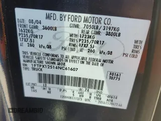 2004 Ford F-150 XL with VIN 1FTPX12514NC61607, listed as a Copart auction lot 44737215 with 89,379 mi miles and Salvage Title. Bid and sale history available at carsss.com. Image 13.