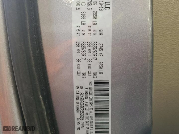 2019 Dodge Grand Caravan SXT with VIN 2C4RDGCG0KR556685, listed as a Copart auction lot 87197364 with 96,054 mi miles and Salvage Title. Bid and sale history available at carsss.com. Image 14.