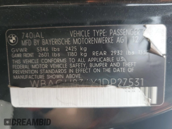 2001 BMW 7 Series 740iL z VIN WBAGH834X1DP27531, wystawiony jako Copart lot #64876605 z przebiegiem 140 936 mil mil oraz Czysty tytuł • Clean title. Historia ofert i sprzedaży dostępna na DreamBid. Obrazek 12.